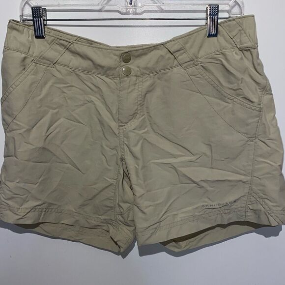 Columbia Women's Khaki Omni Shade Flat Front PFG Fishing Gear Shorts Medium - Picture 1 of 8